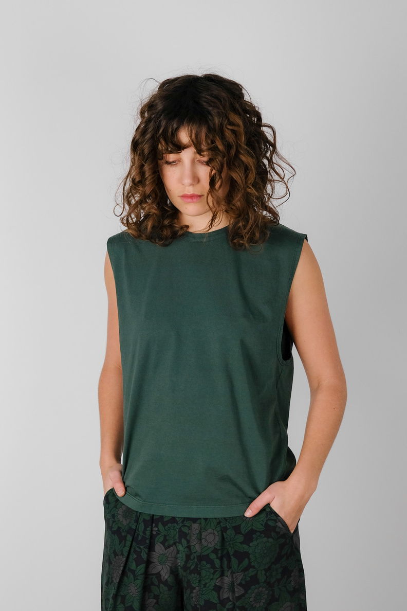 can pep rey sleeveless simple t-shirt green